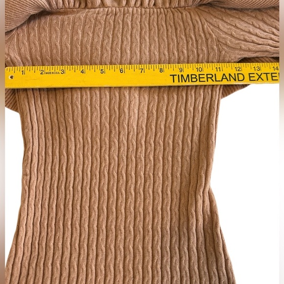 NWT Olivaceous Long Sleeve Bodycon Off Shoulder Sweater Dress Tan Small Cashmere - Picture 7 of 11